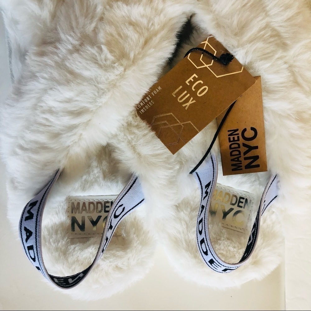 Madden NYC Women’s Faux Fur Crossband Slingback Platform Slides slippers 11 - Picture 6 of 9